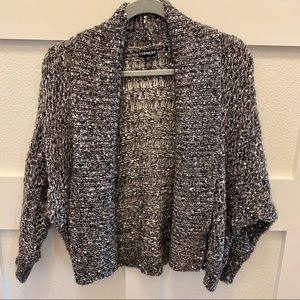 Express Sweater Cardigan Silver Sequin Size M